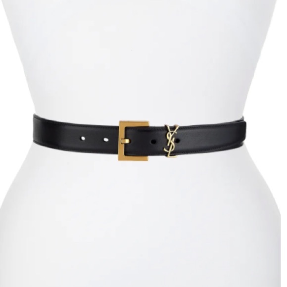 Yves Saint Laurent Accessories Ysl Logo Belt Black Gold Poshmark